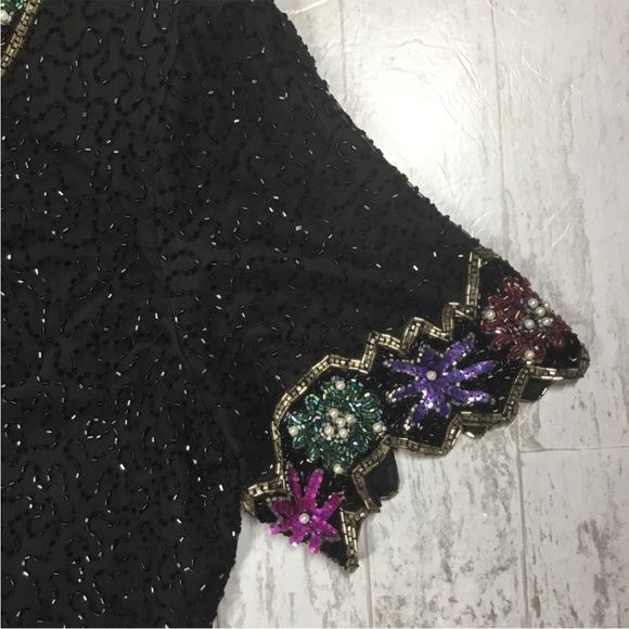 Vintage Laurence Kazar sequin and beaded silk blouse - Picture 5 of 11